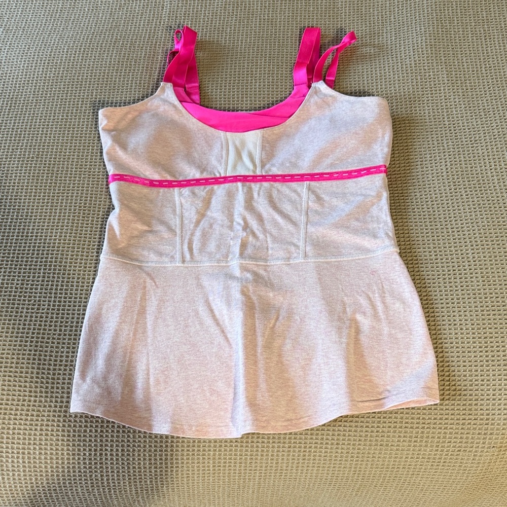 Lululemon Athletica Pink and Cream Tank Top
